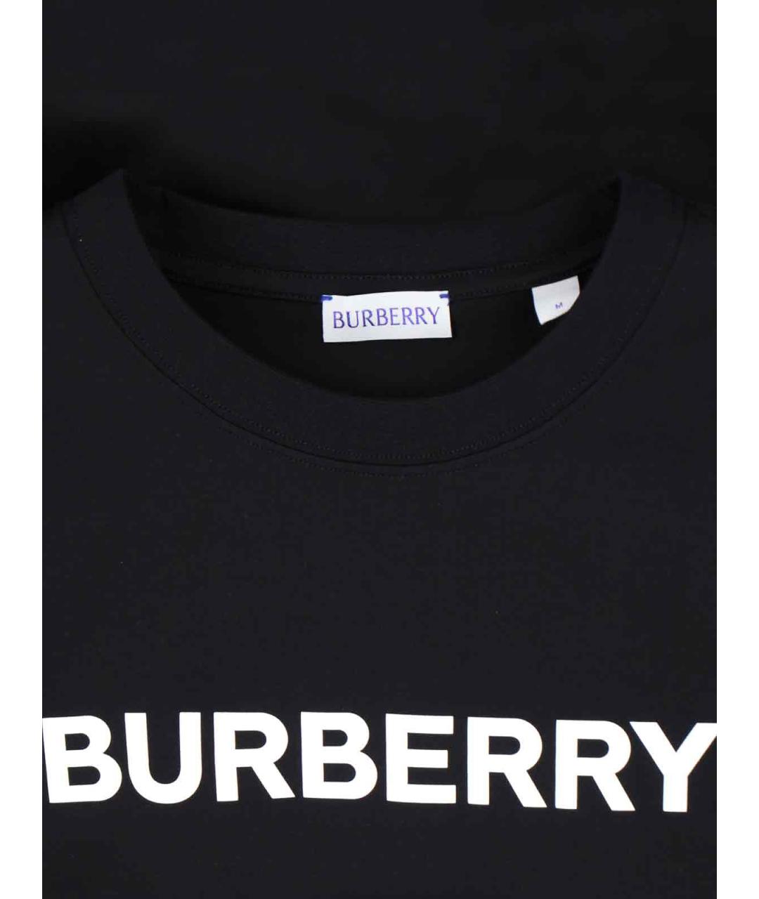 BURBERRY Черная хлопковая футболка, фото 3