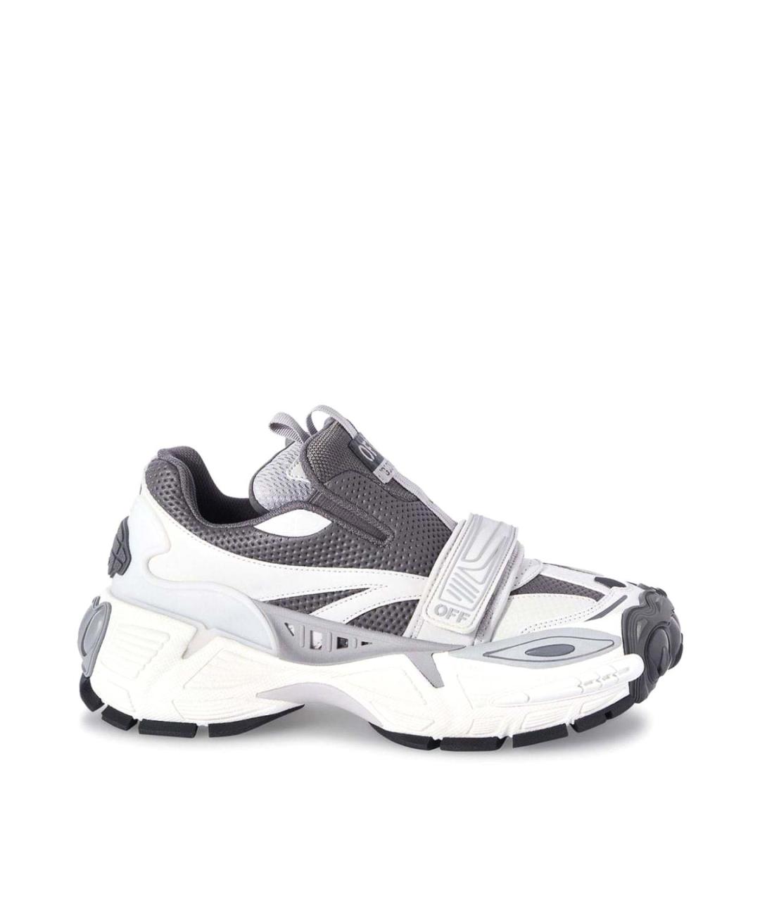 OFF-WHITE Серые кожаные низкие кроссовки / кеды, фото 1