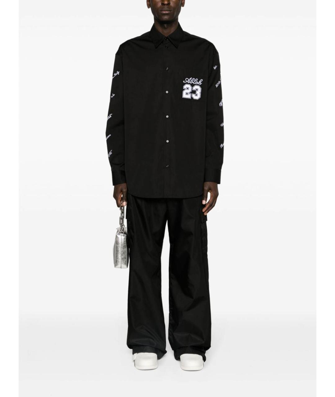 OFF-WHITE Черные хлопковые повседневные брюки, фото 2