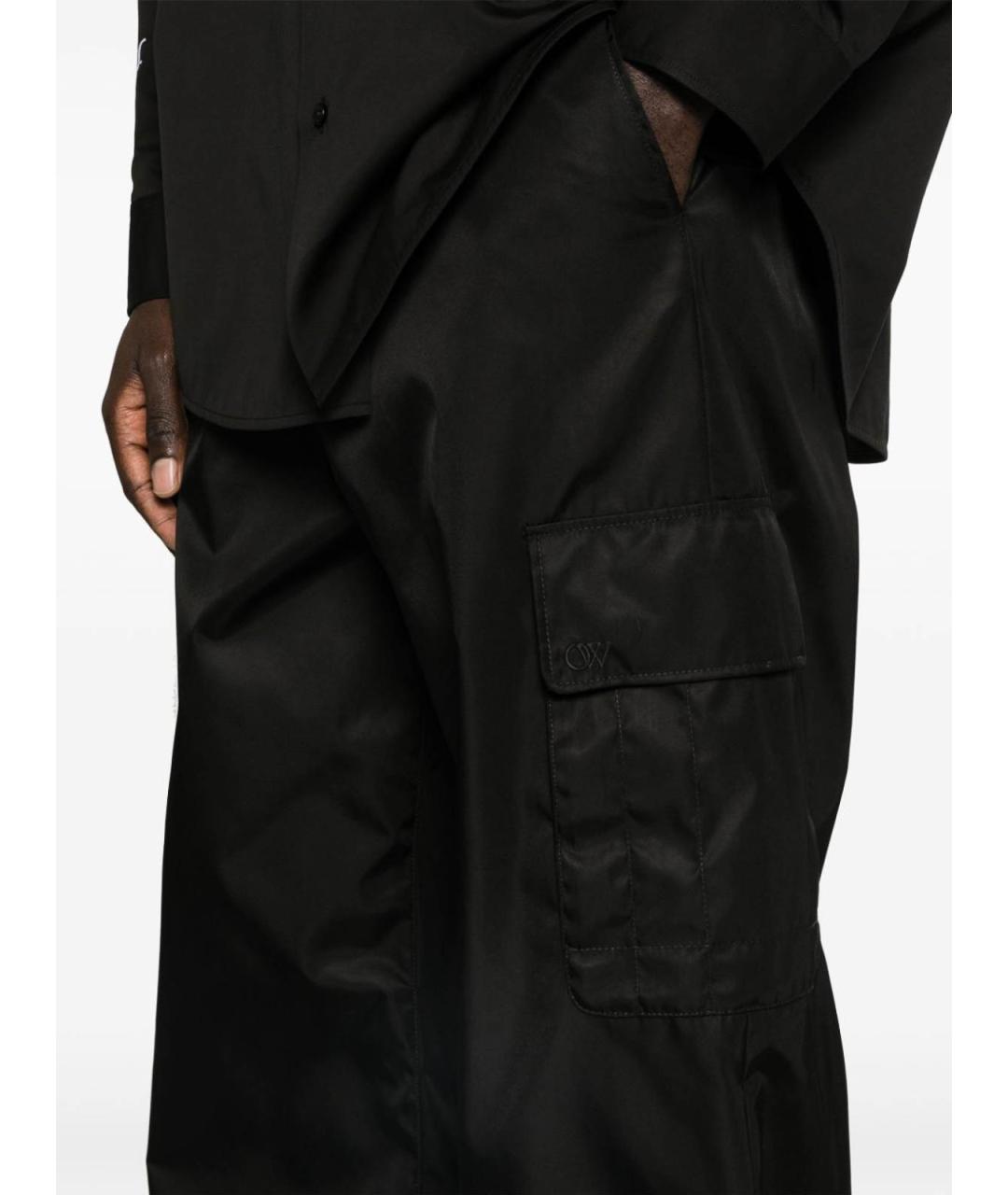 OFF-WHITE Черные хлопковые повседневные брюки, фото 5