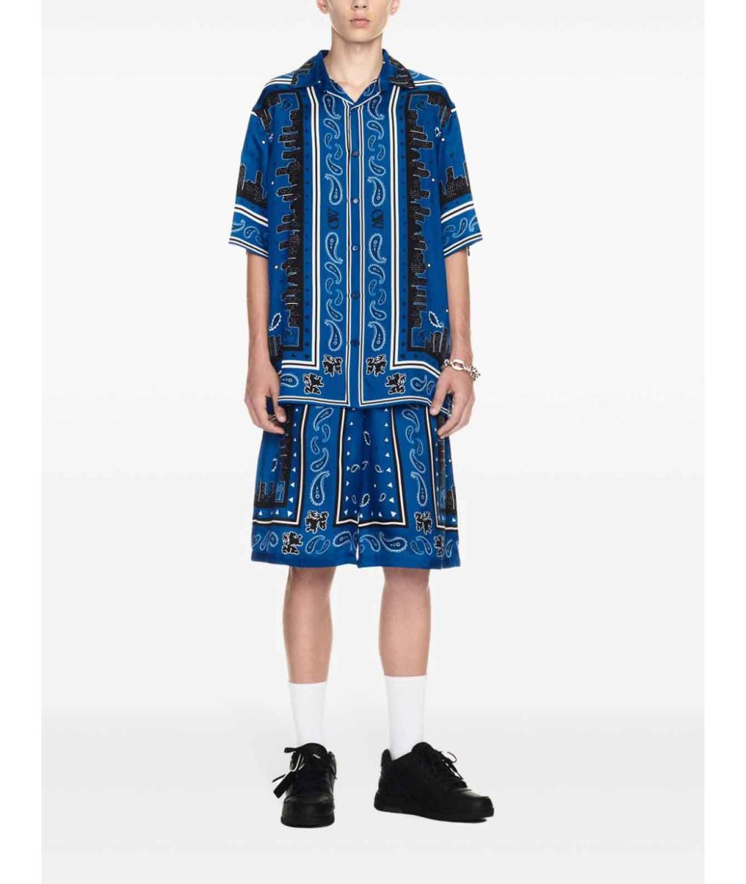 OFF-WHITE Синие вискозные шорты, фото 6