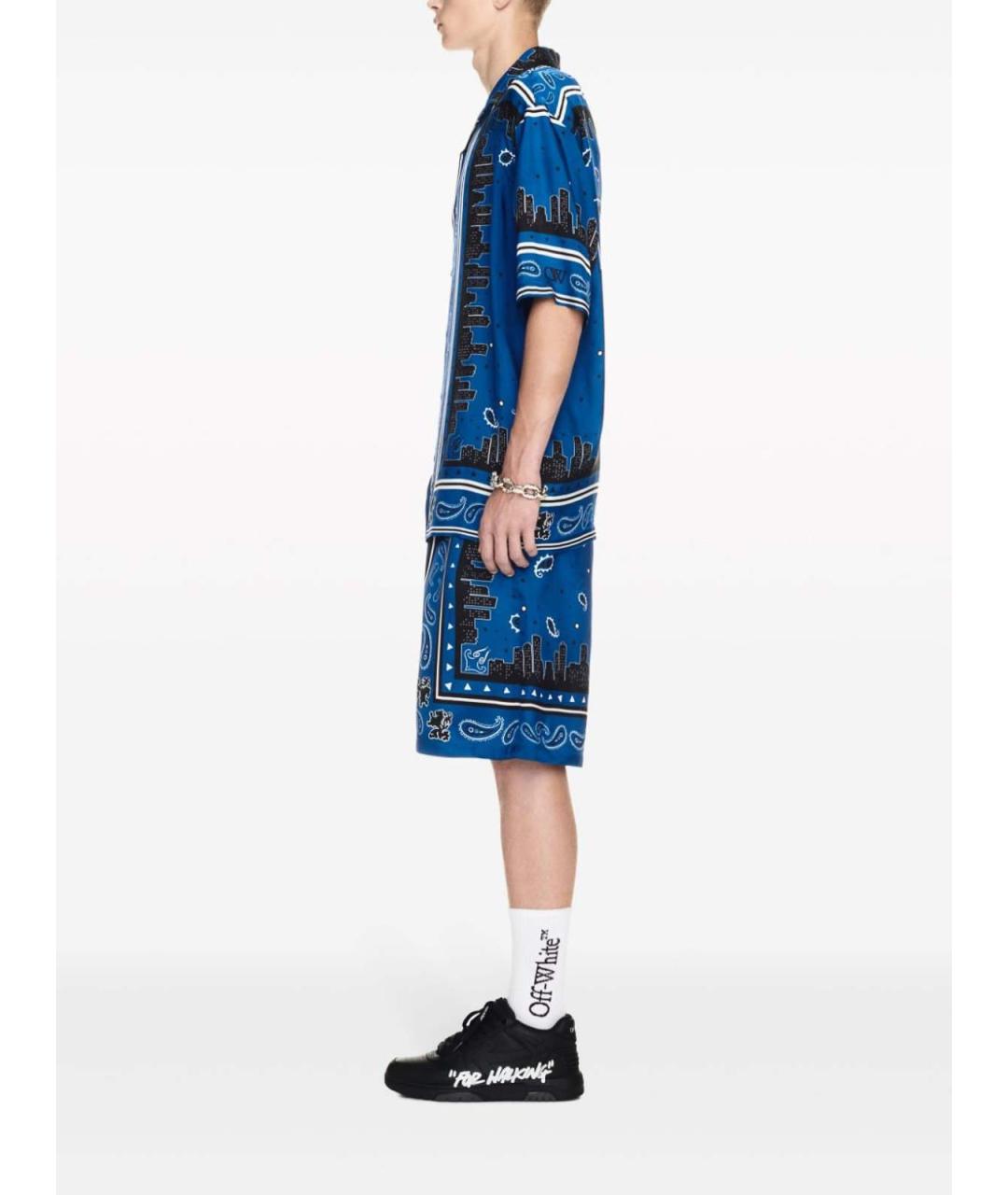 OFF-WHITE Синие вискозные шорты, фото 3