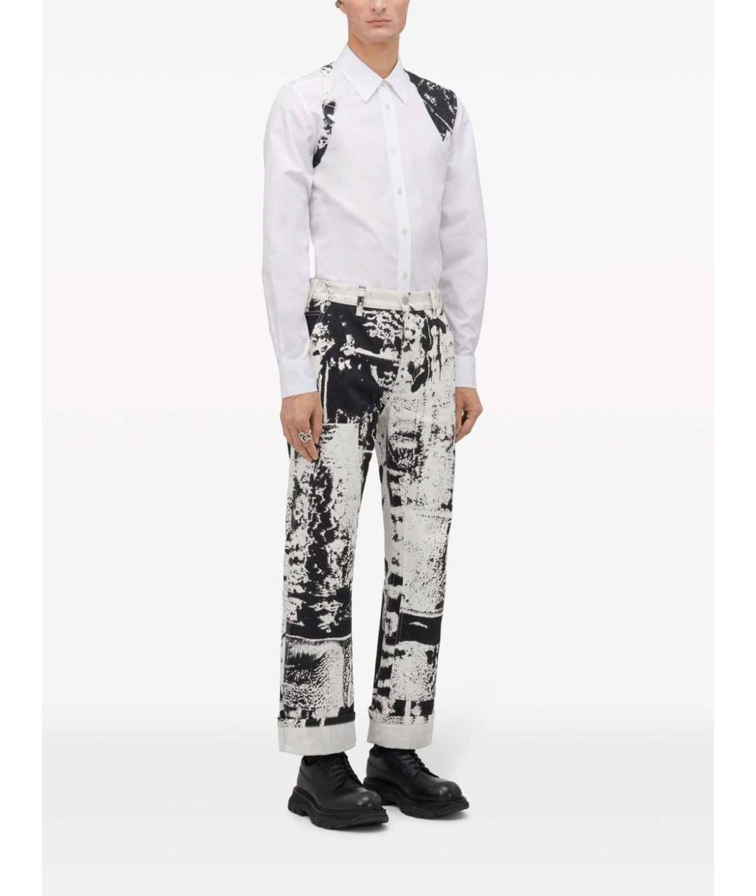 ALEXANDER MCQUEEN Белые хлопковые прямые джинсы, фото 3