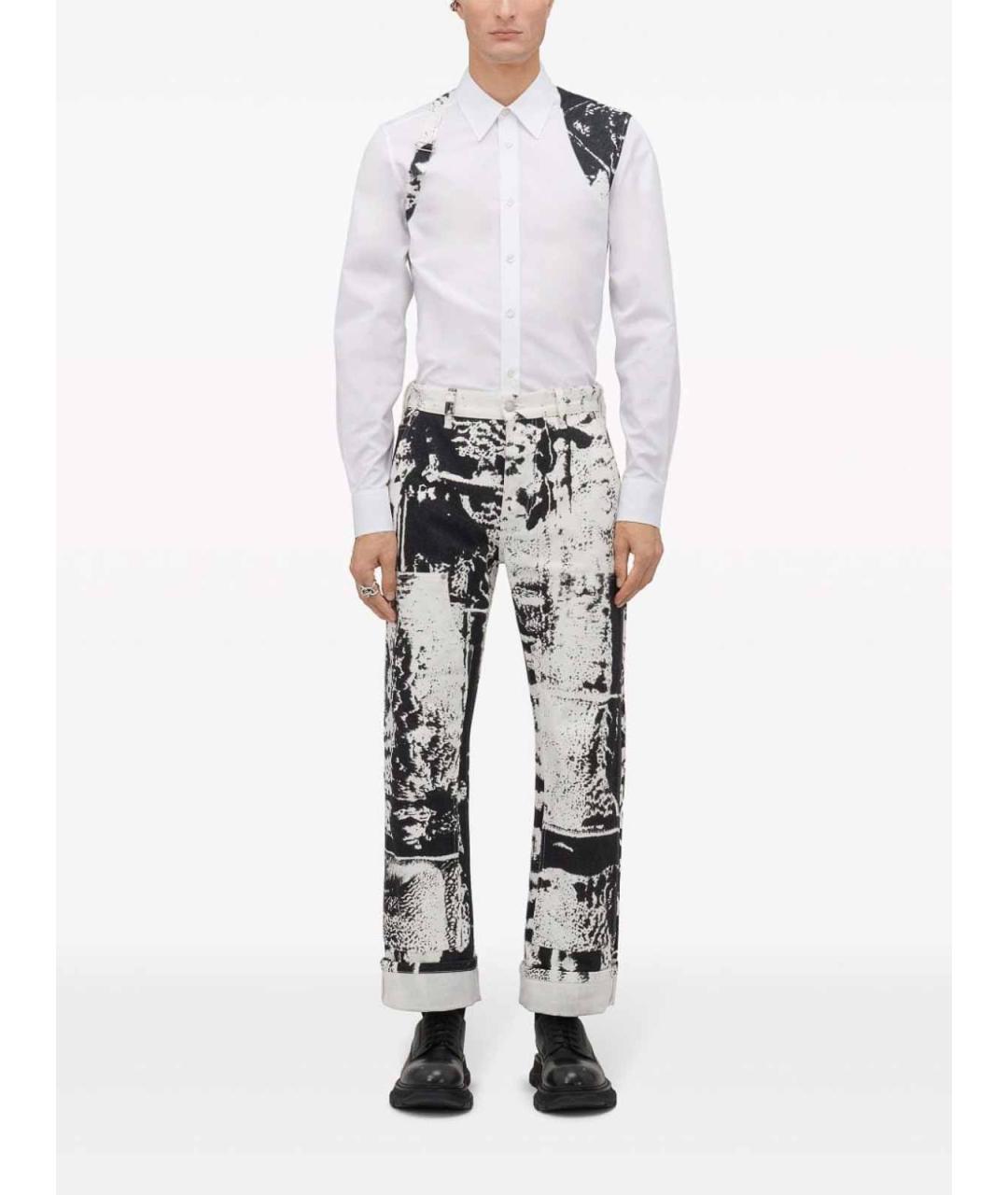 ALEXANDER MCQUEEN Белые хлопковые прямые джинсы, фото 4