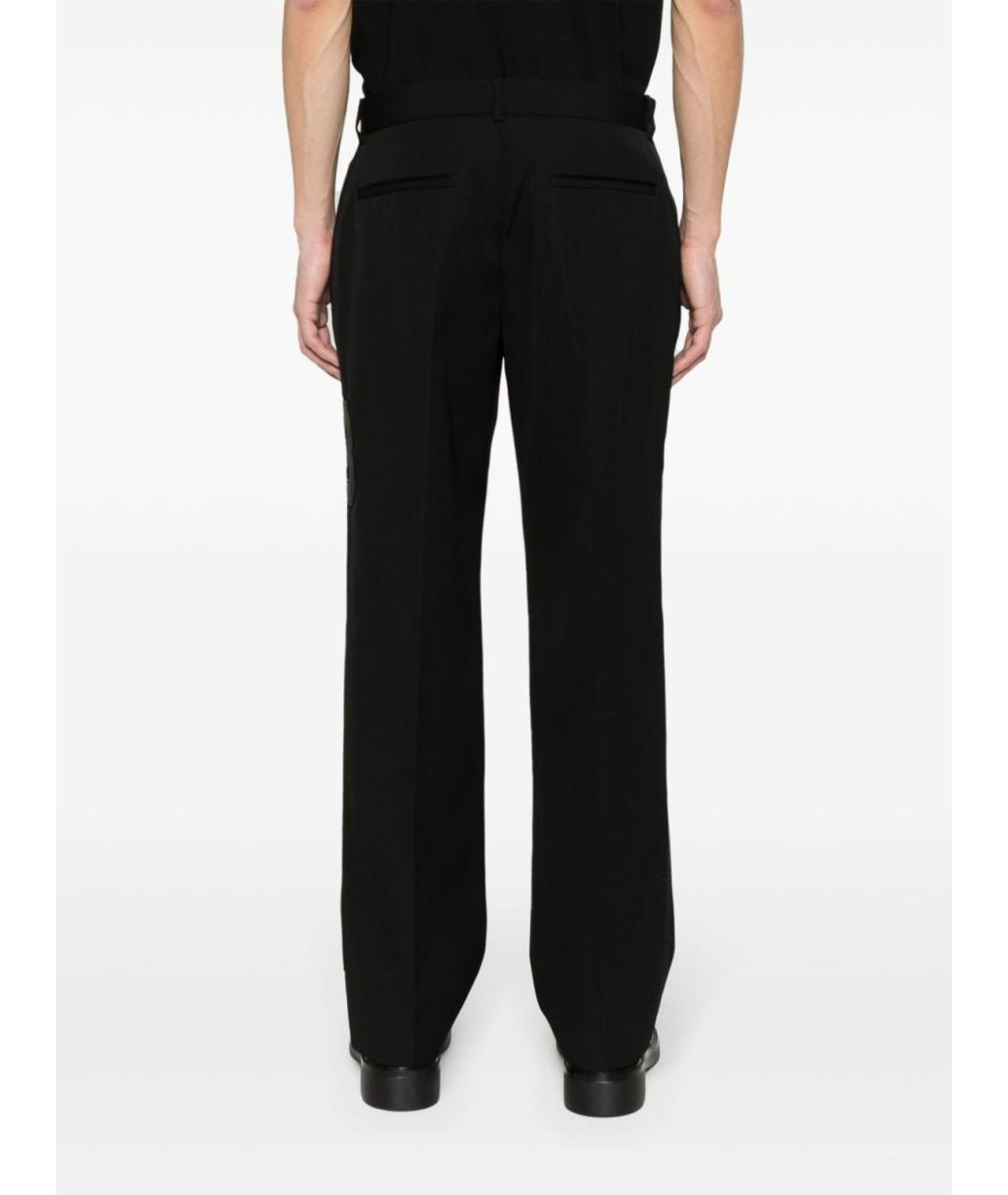 OFF-WHITE Черные шерстяные повседневные брюки, фото 4
