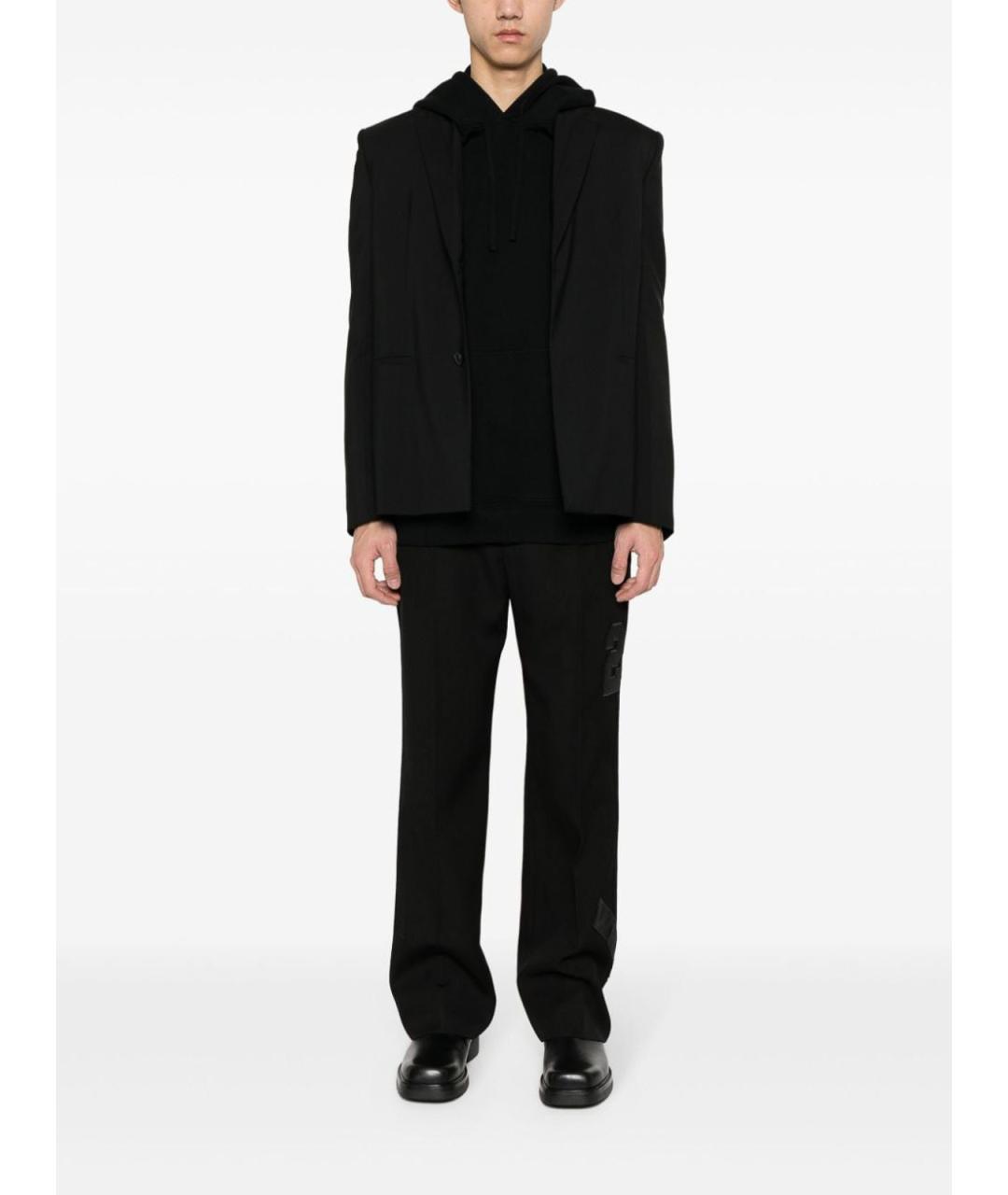 OFF-WHITE Черные шерстяные повседневные брюки, фото 2