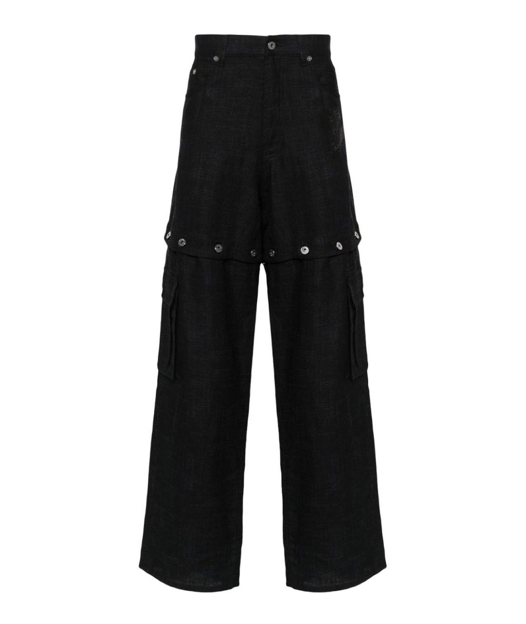 OFF-WHITE Черные льняные повседневные брюки, фото 1