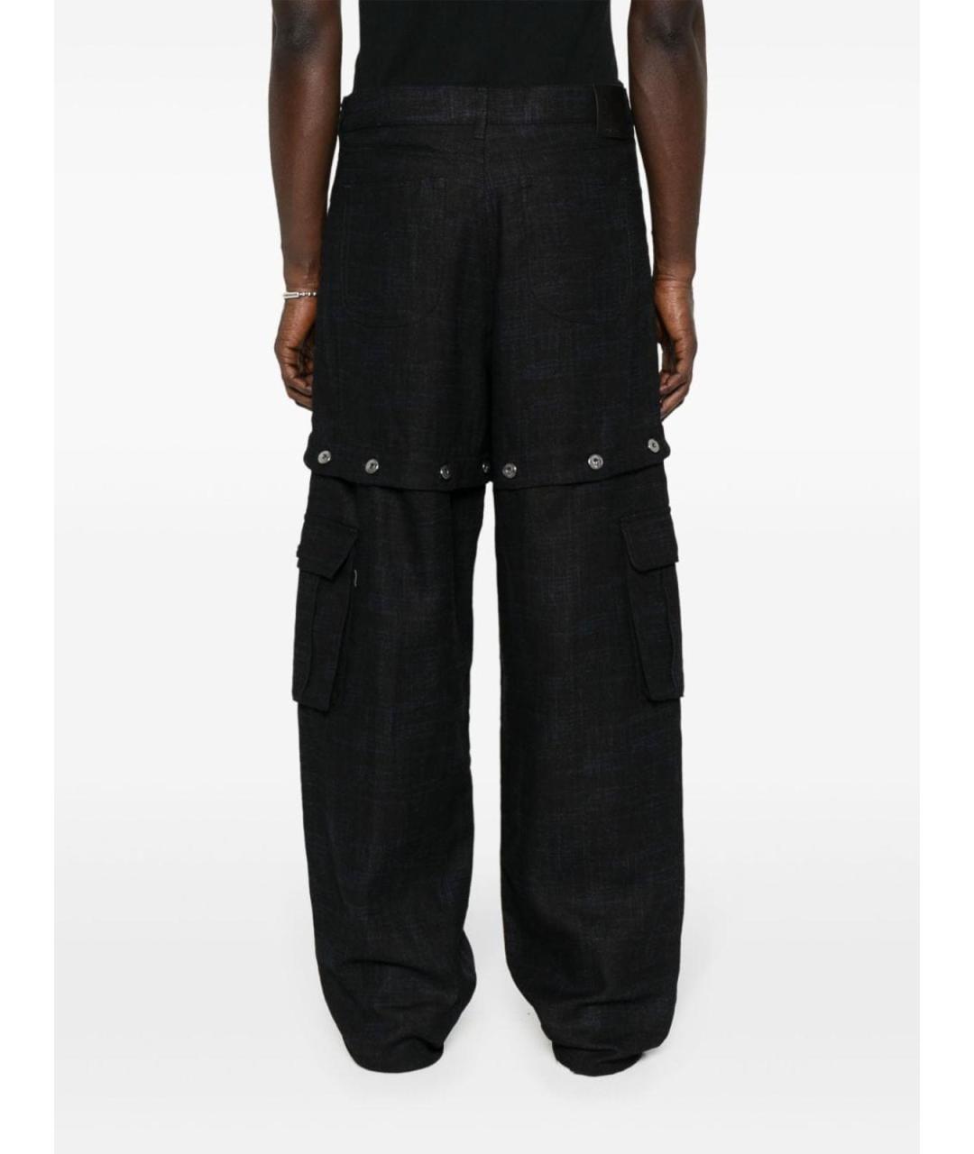 OFF-WHITE Черные льняные повседневные брюки, фото 4