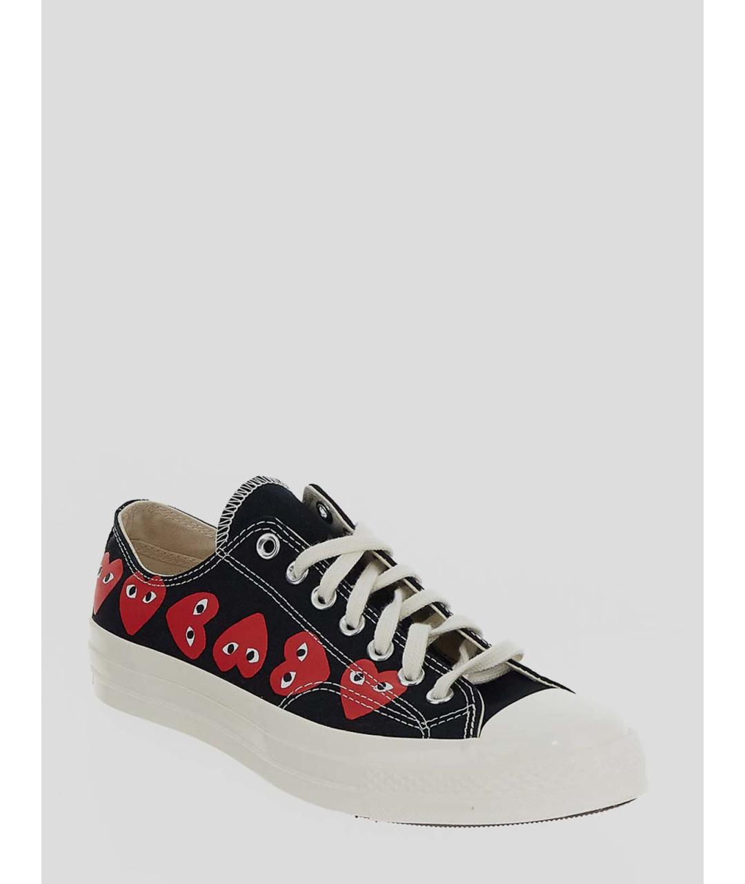COMME DES GARÇONS PLAY Черные текстильные низкие кроссовки / кеды, фото 2