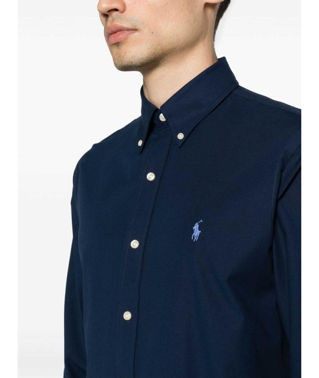 POLO RALPH LAUREN Синяя хлопковая классическая рубашка, фото 4