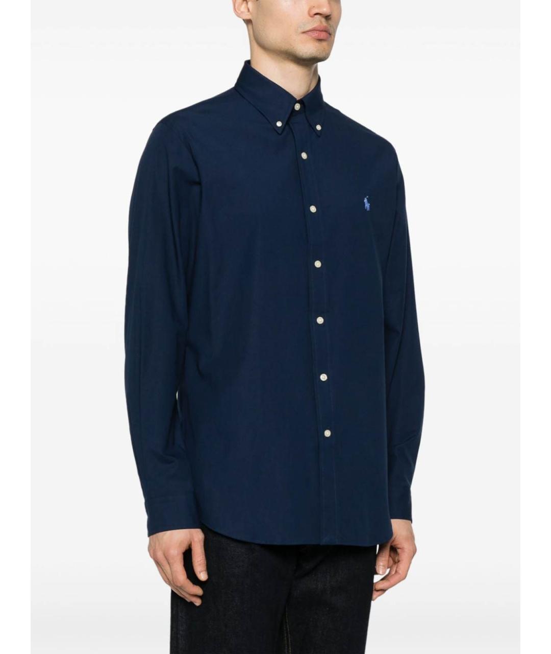 POLO RALPH LAUREN Синяя хлопковая классическая рубашка, фото 3