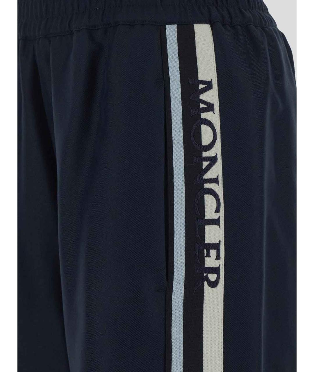 MONCLER Черные полиэстеровые прямые брюки, фото 3