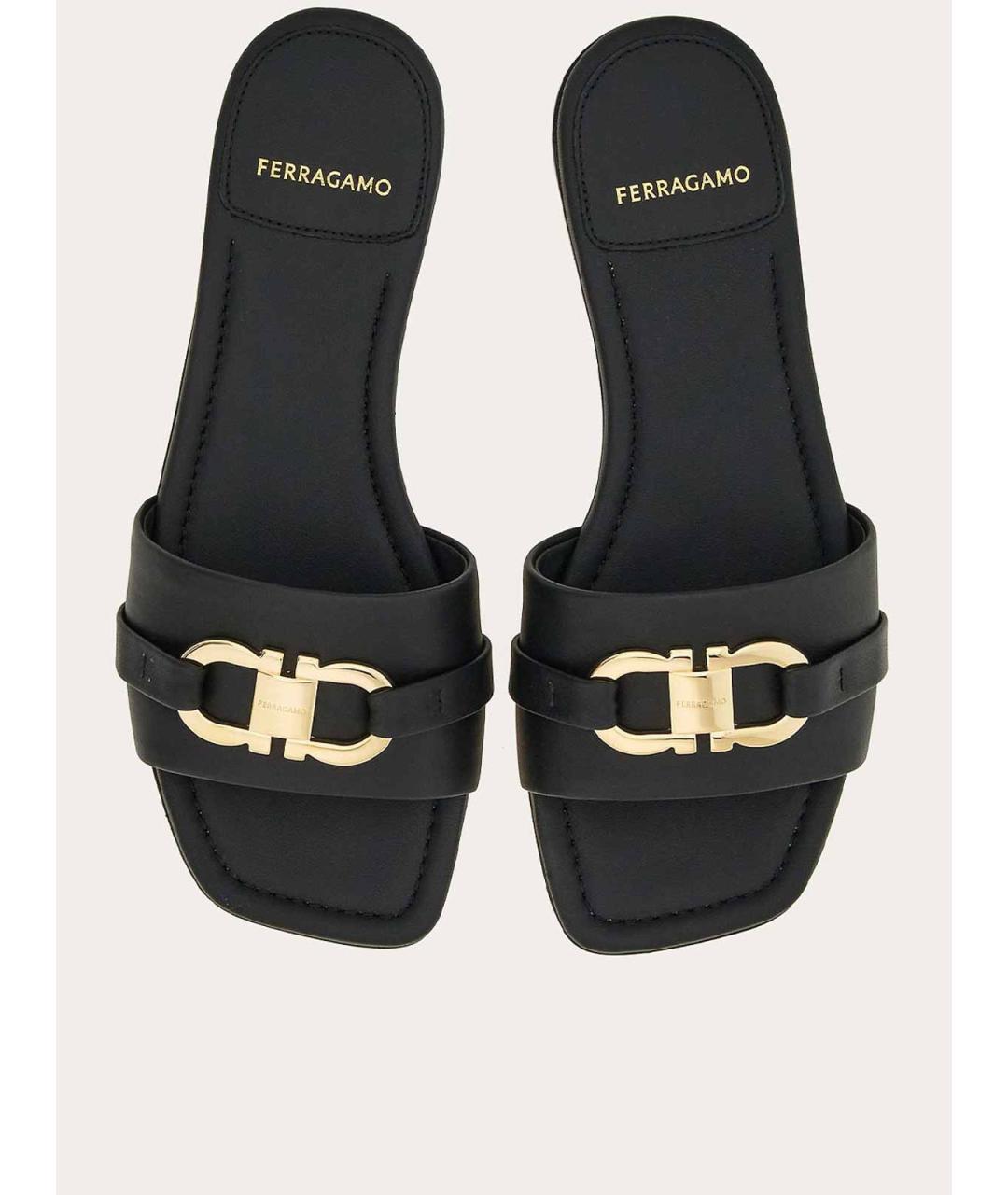 FERRAGAMO Черные кожаные сандалии, фото 2