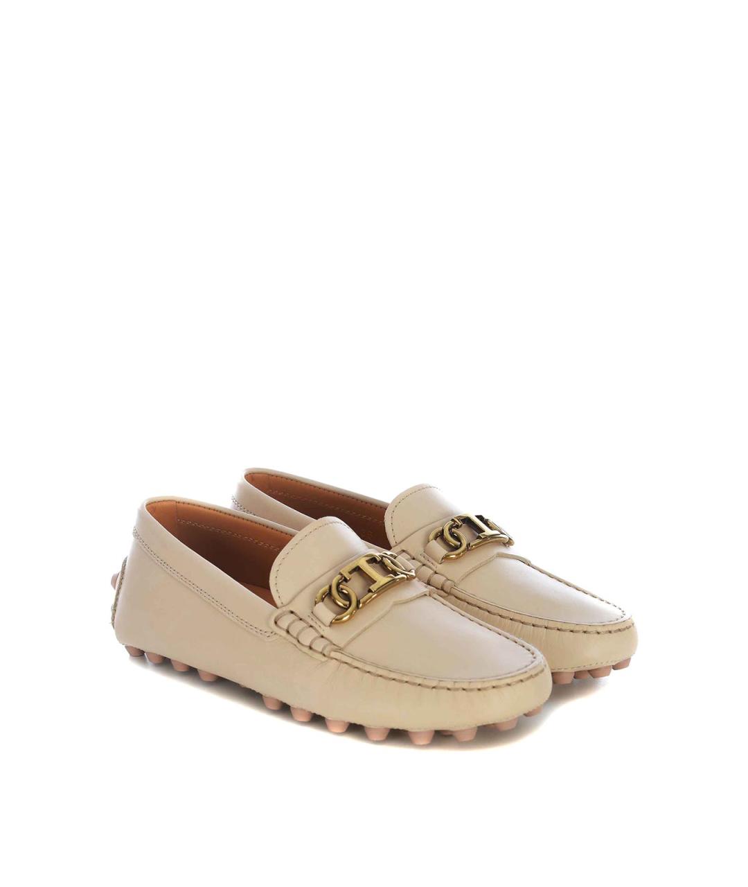 TOD'S Бежевые кожаные мокасины, фото 2