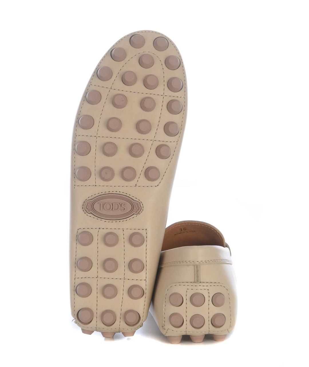 TOD'S Бежевые кожаные мокасины, фото 5