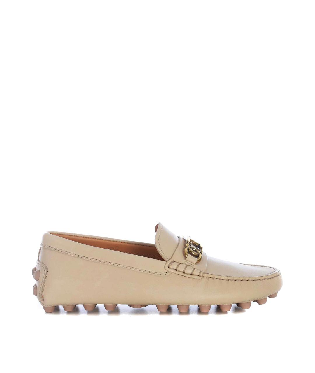 TOD'S Бежевые кожаные мокасины, фото 1