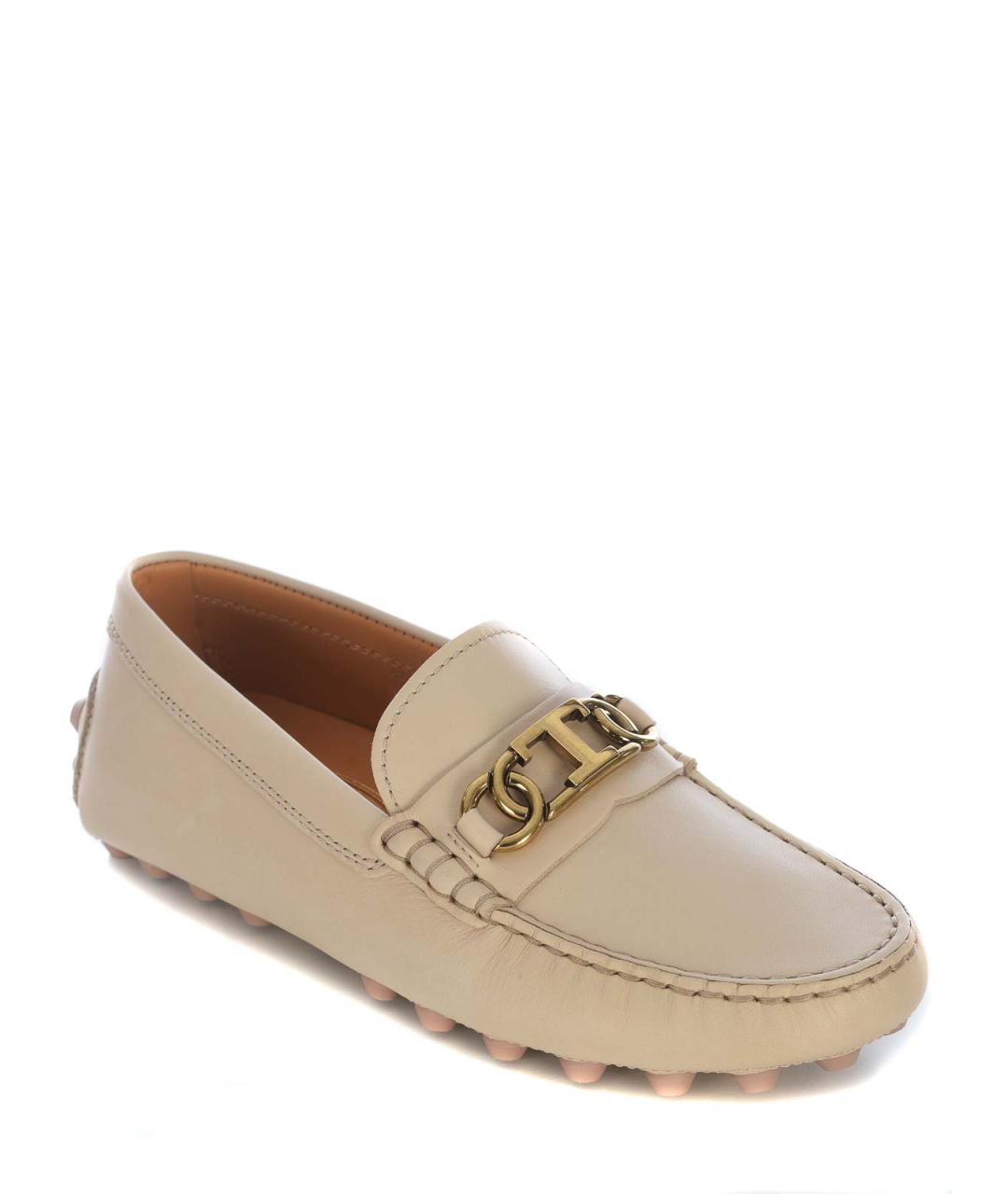 TOD'S Бежевые кожаные мокасины, фото 3
