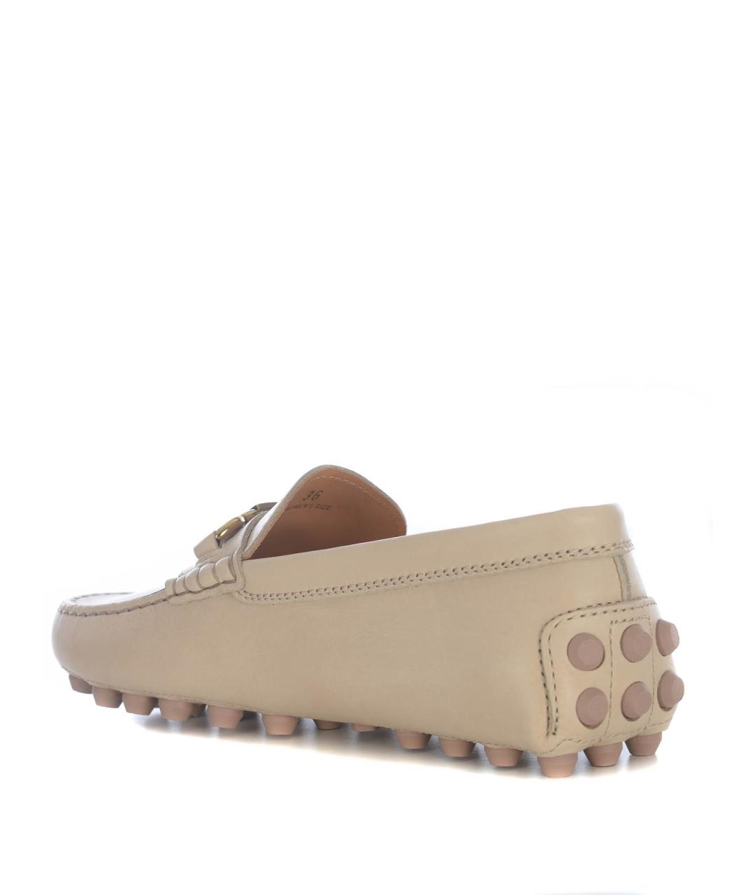 TOD'S Бежевые кожаные мокасины, фото 4
