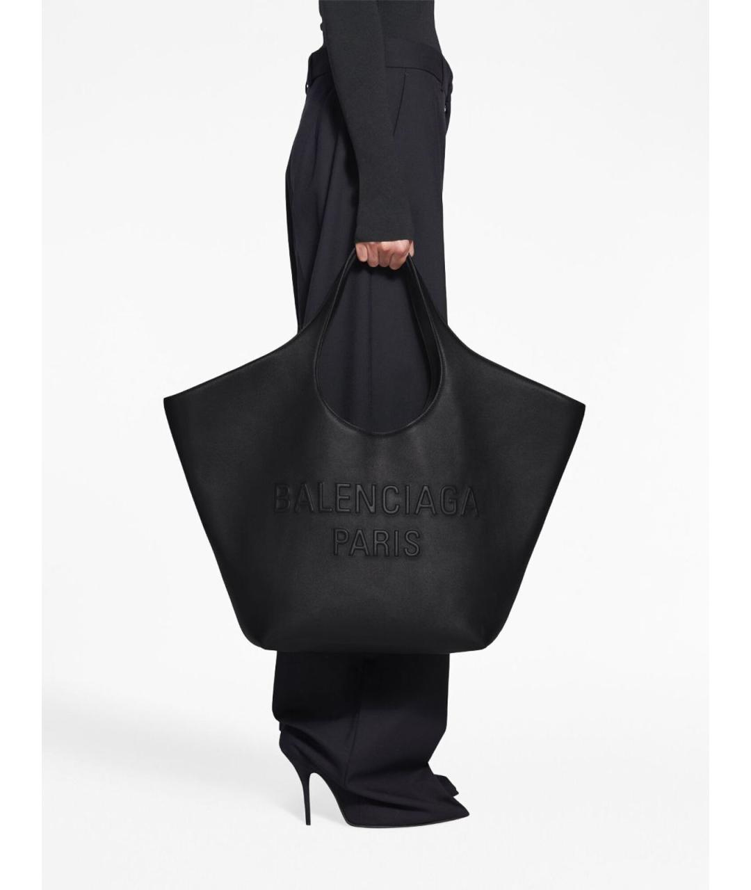 BALENCIAGA Черная кожаная сумка тоут, фото 5