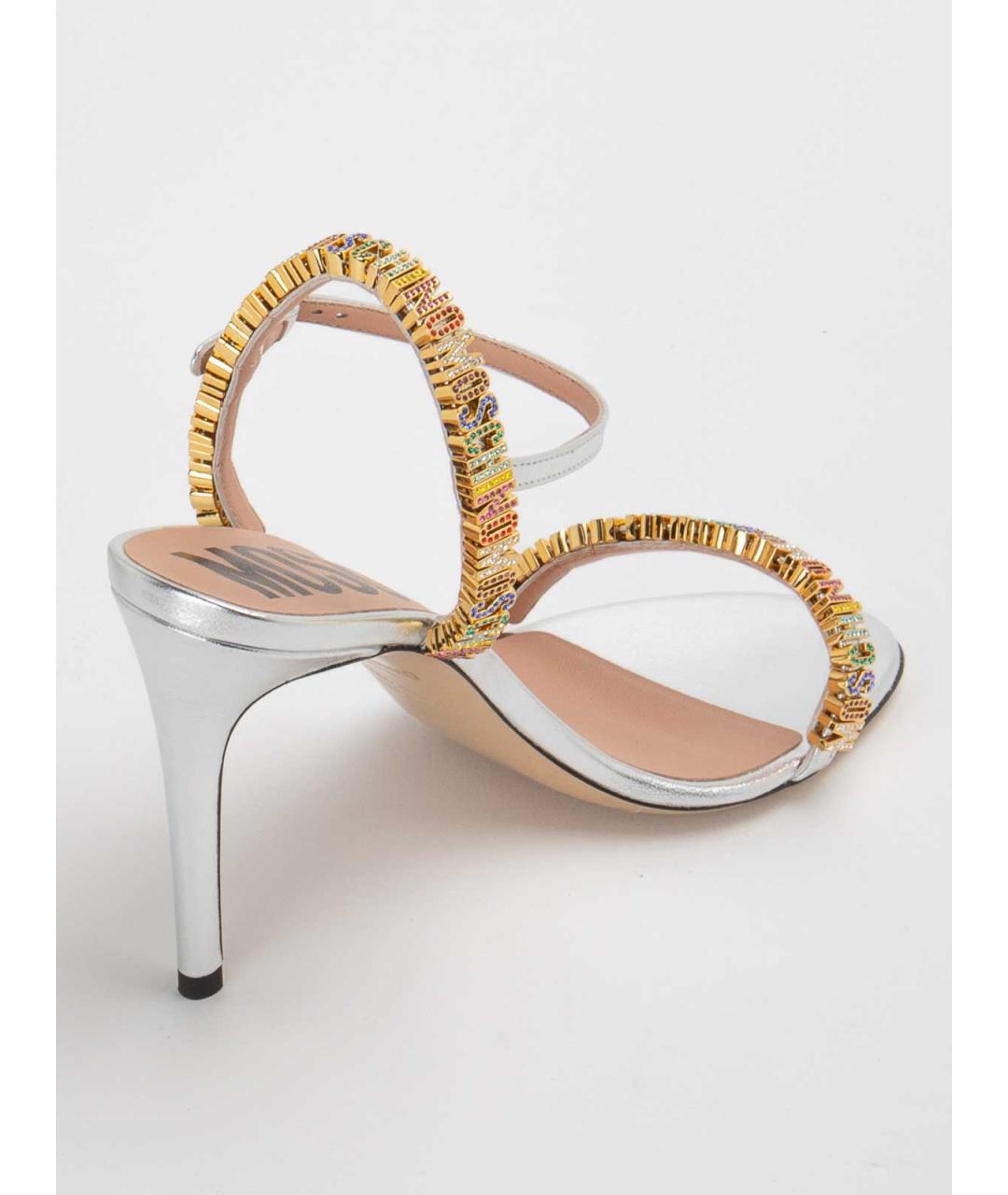 MOSCHINO Серебряные кожаные босоножки, фото 3