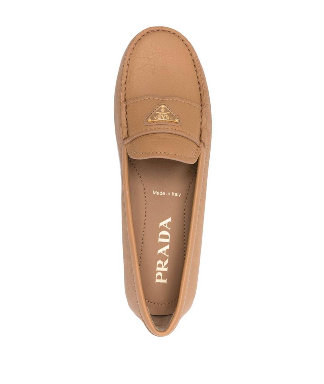 PRADA Бежевые кожаные мокасины, фото 4