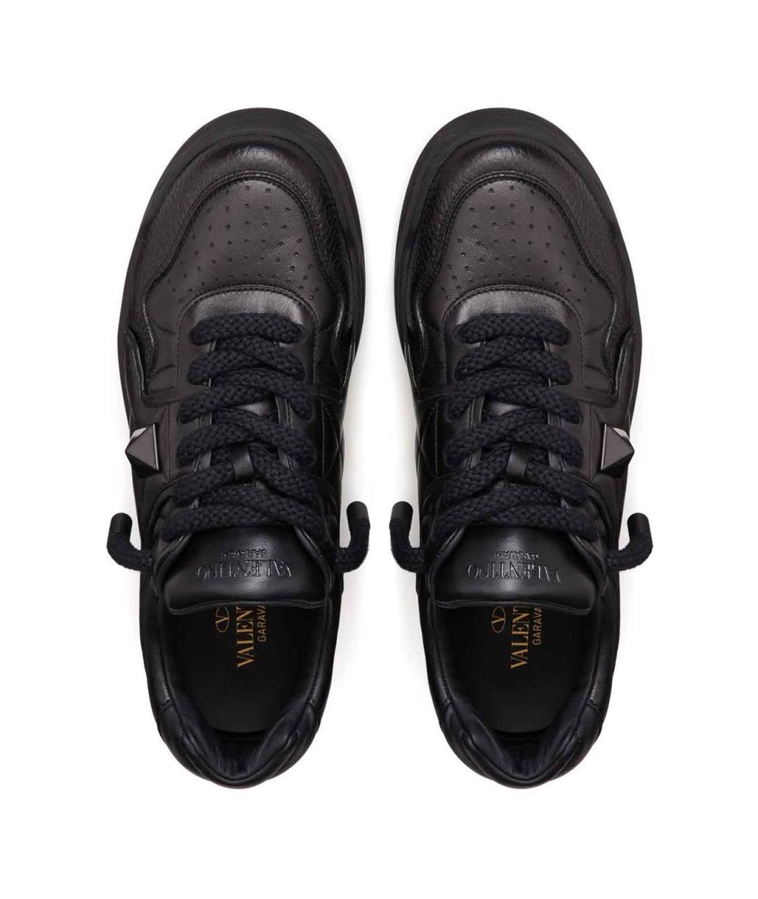 VALENTINO Черные кожаные низкие кроссовки / кеды, фото 4
