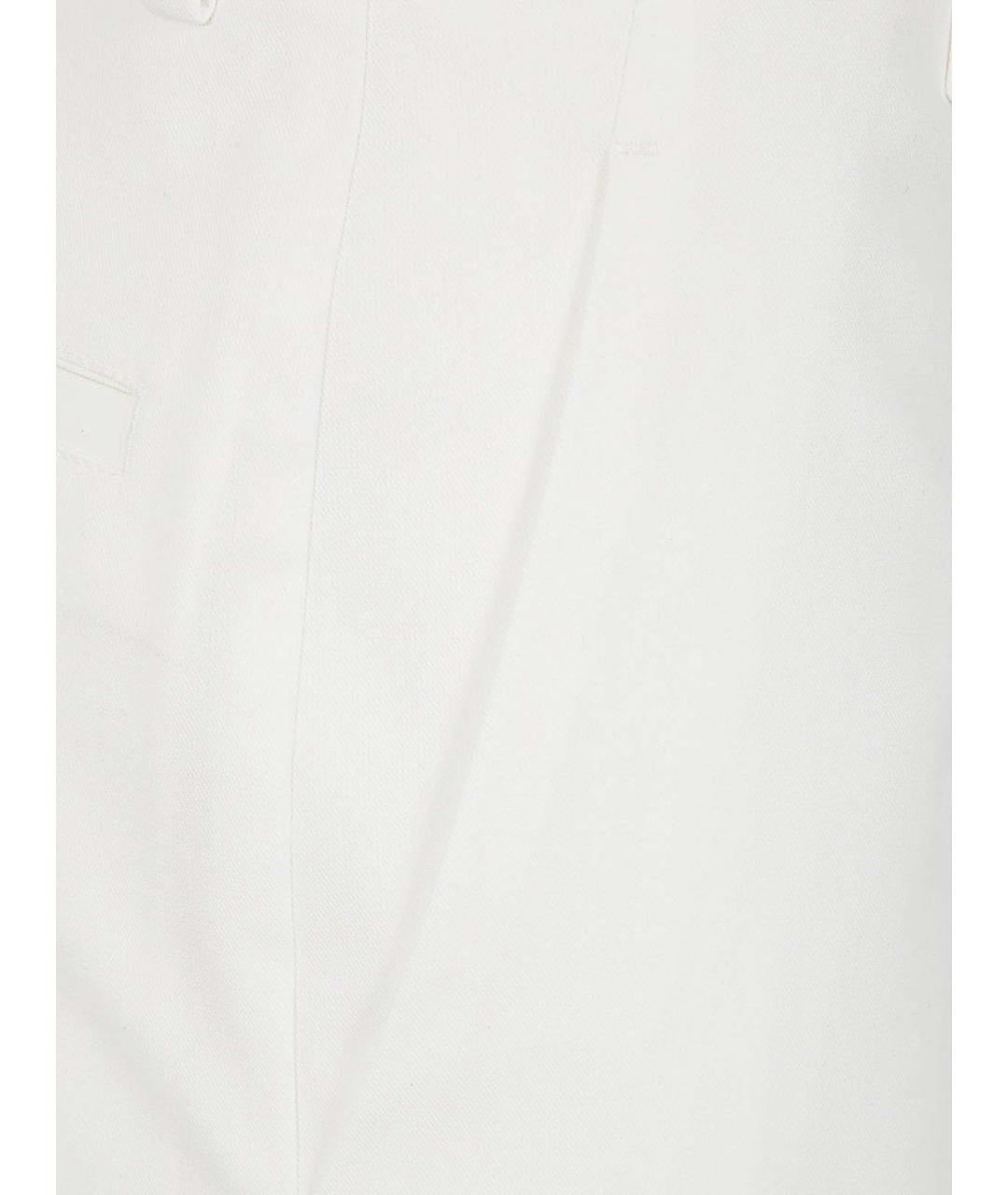 ANN DEMEULEMEESTER Белые хлопковые прямые брюки, фото 3