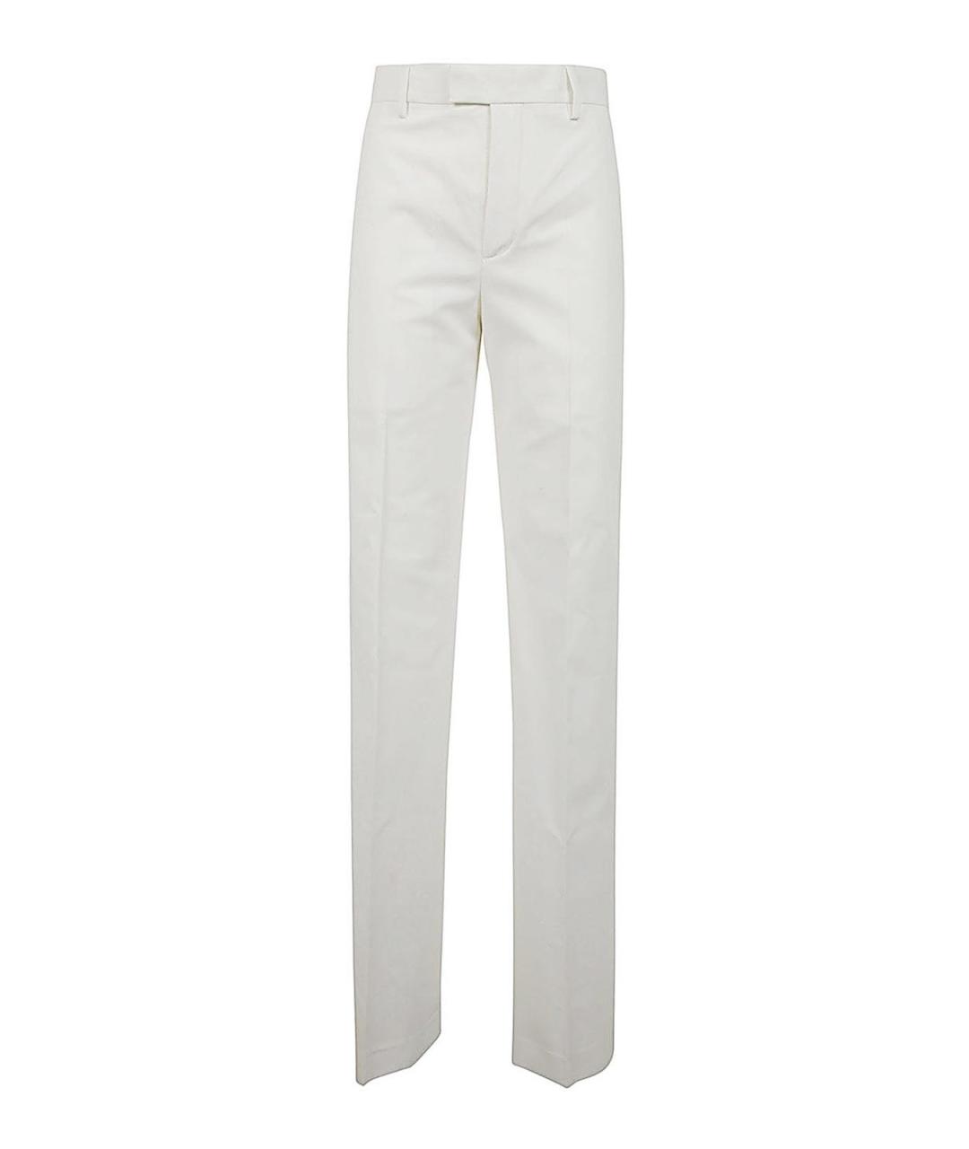 ANN DEMEULEMEESTER Белые хлопковые прямые брюки, фото 1