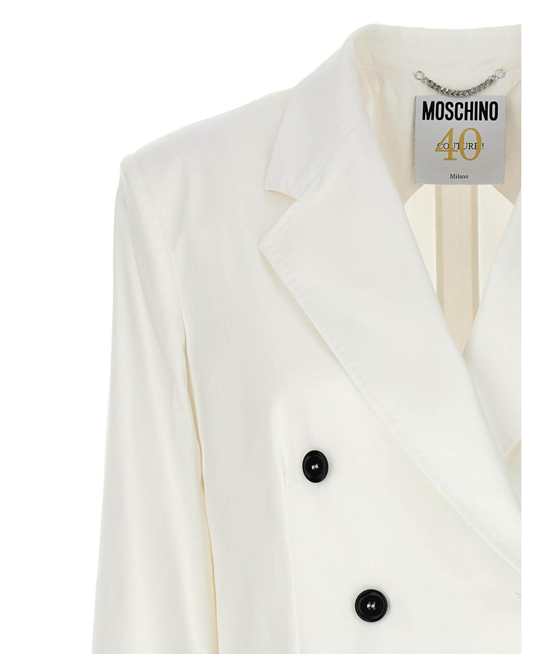 MOSCHINO Белый хлопковый жакет/пиджак, фото 3