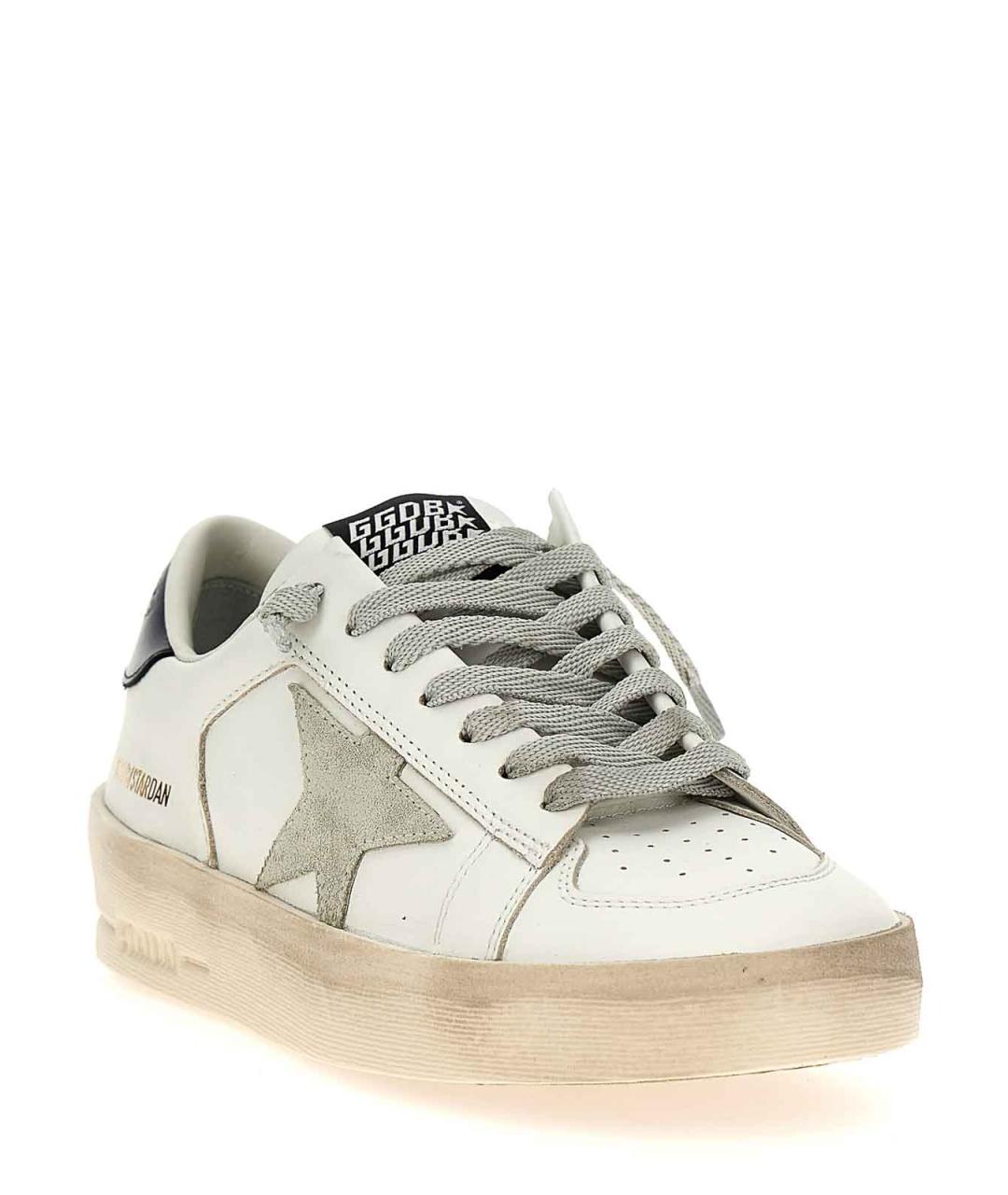 GOLDEN GOOSE Белые кожаные низкие кроссовки / кеды, фото 2