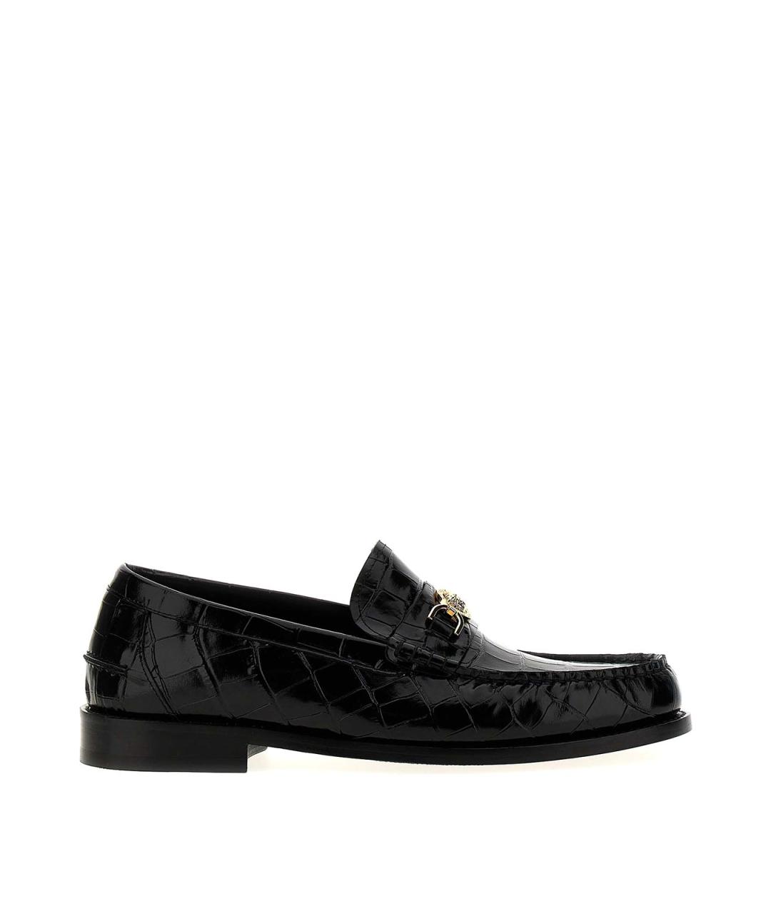 VERSACE Черные кожаные лоферы, фото 1