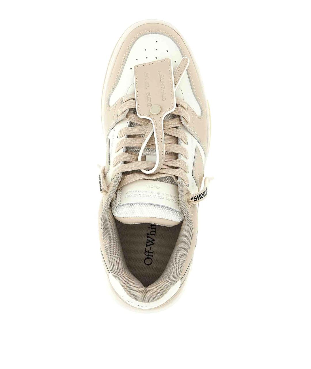 OFF-WHITE Бежевые кожаные кроссовки, фото 5