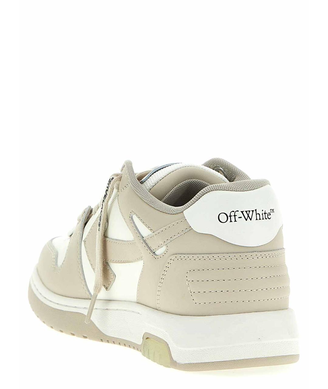 OFF-WHITE Бежевые кожаные кроссовки, фото 4