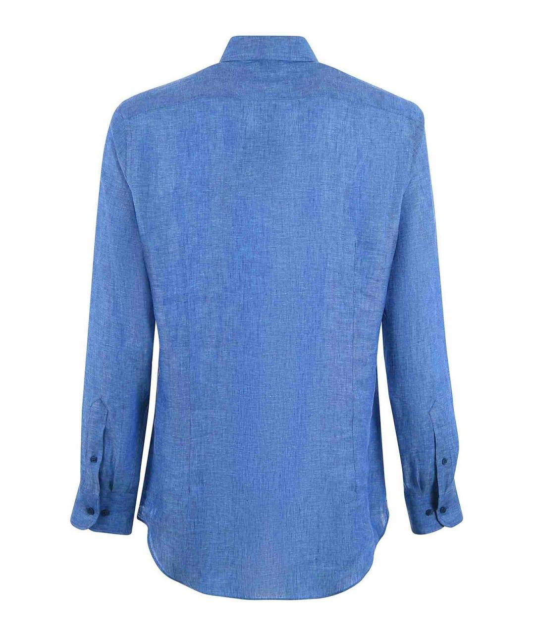 ETRO Синяя льняная классическая рубашка, фото 3