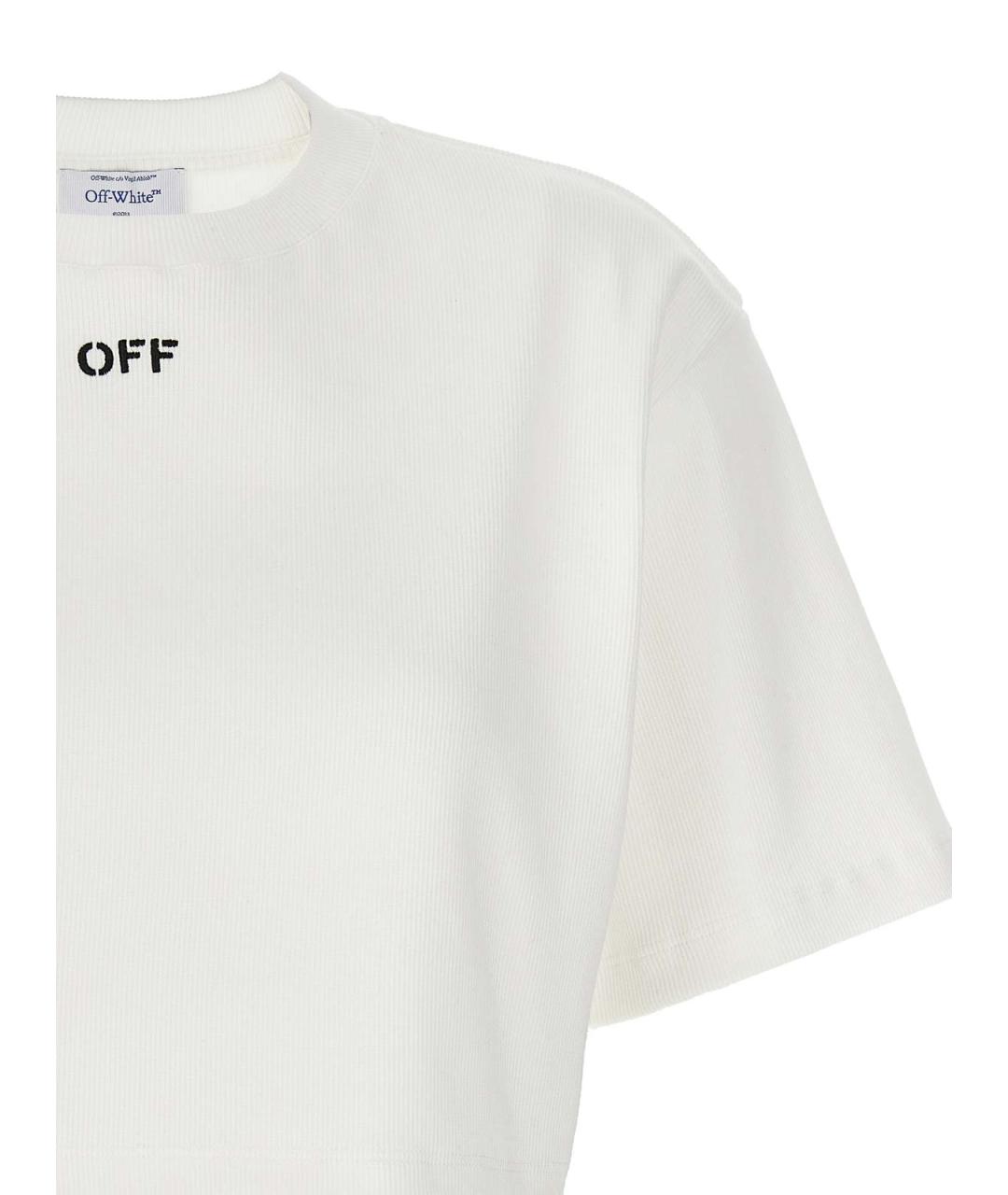OFF-WHITE Белая хлопковая футболка, фото 3