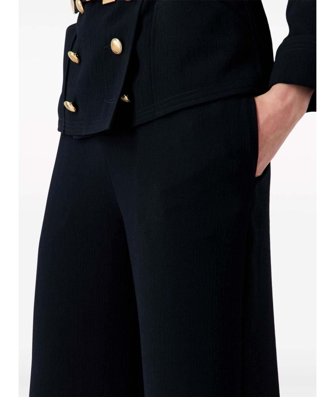 EMPORIO ARMANI Черные полиэстеровые прямые брюки, фото 3