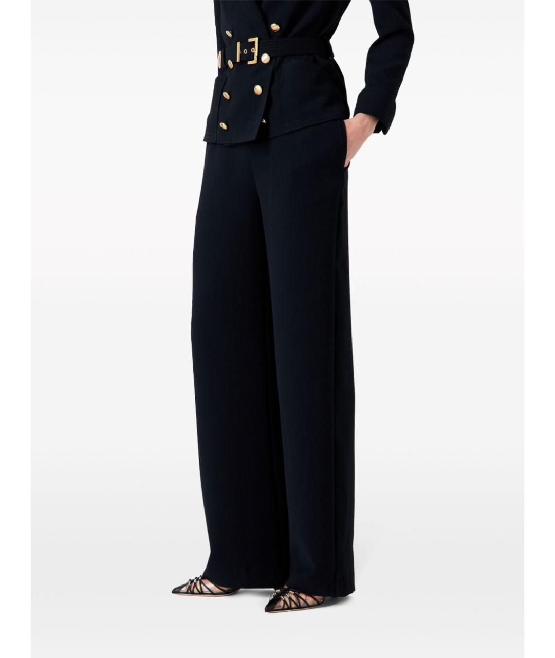 EMPORIO ARMANI Черные полиэстеровые прямые брюки, фото 4