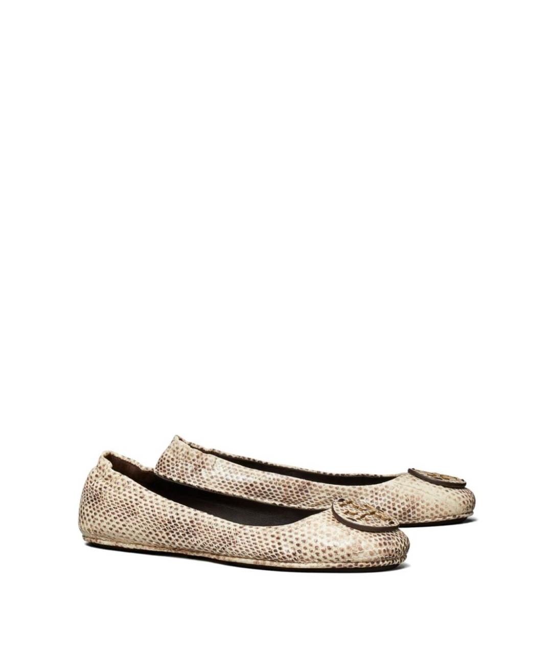 TORY BURCH Серые кожаные балетки, фото 4