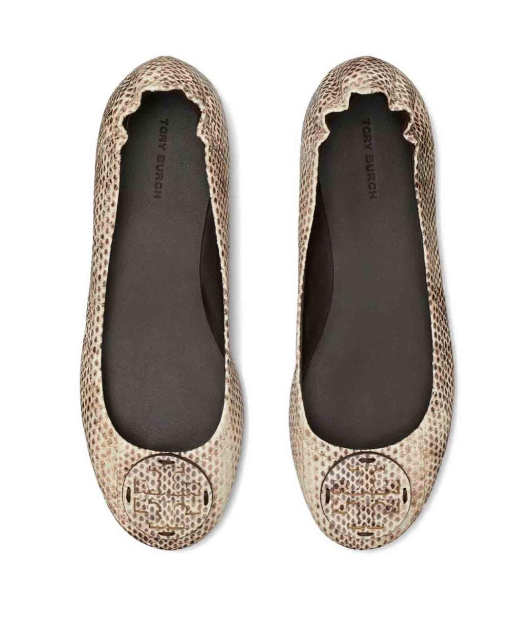 TORY BURCH Серые кожаные балетки, фото 3