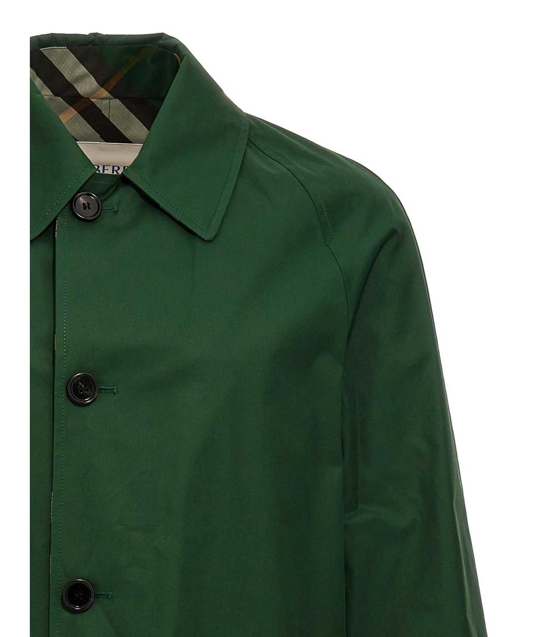 BURBERRY Зеленое хлопковое пальто, фото 4