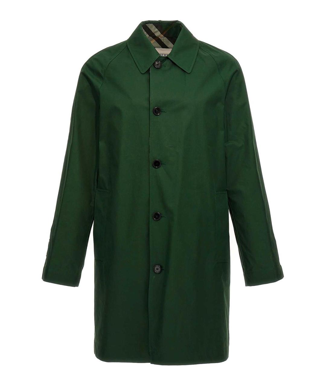 BURBERRY Зеленое хлопковое пальто, фото 1