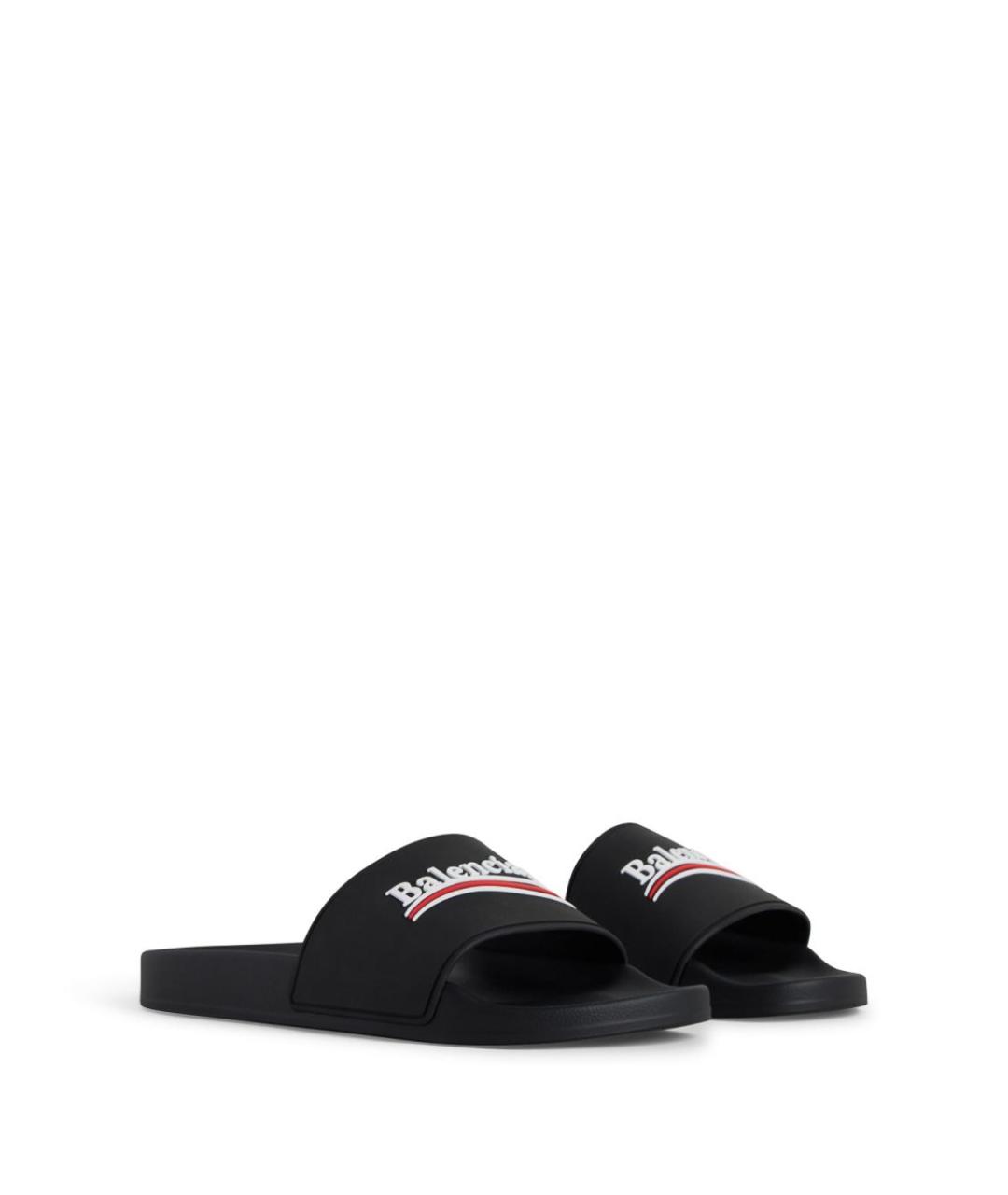 BALENCIAGA Черные резиновые шлепанцы, фото 5