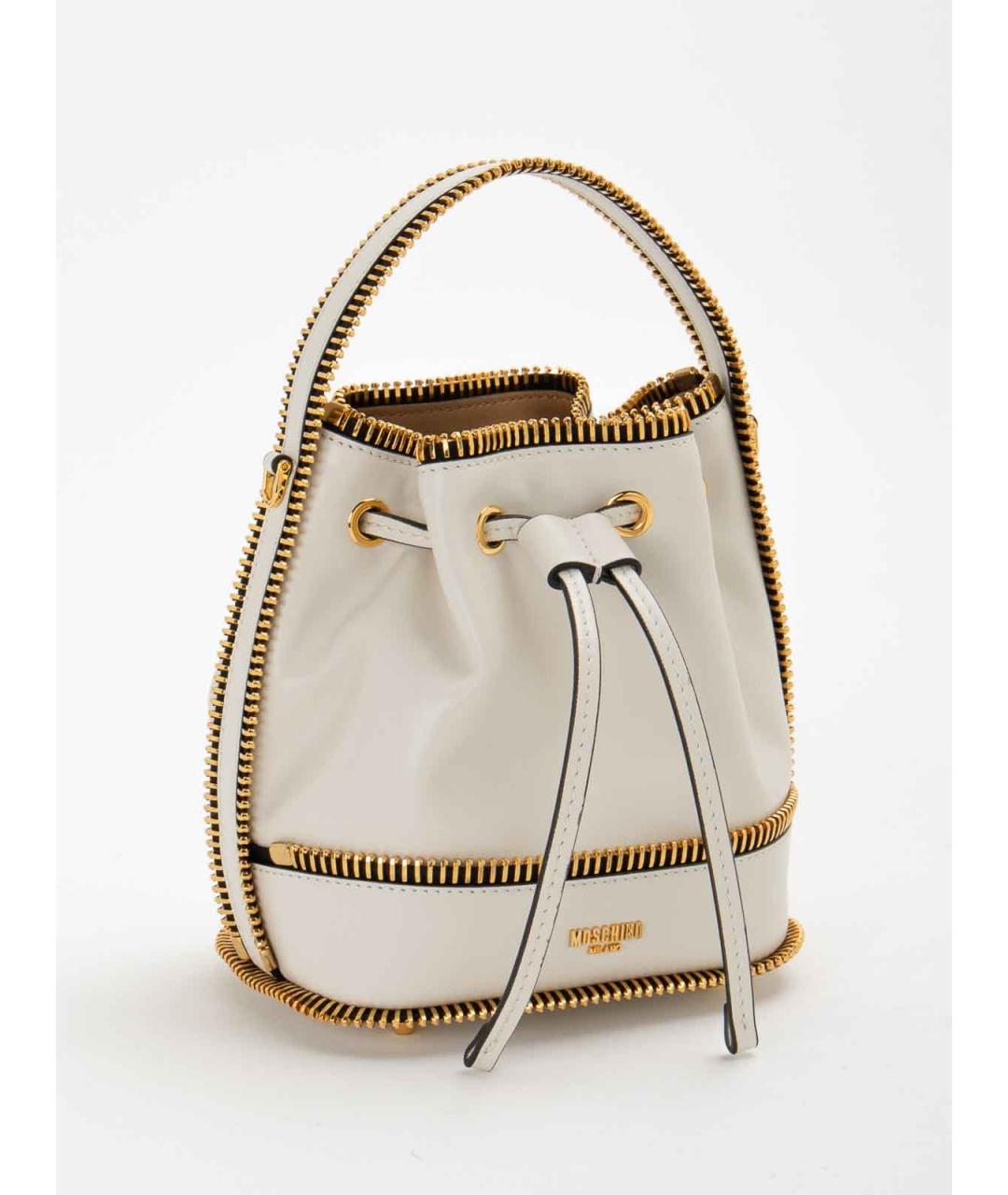 MOSCHINO Белая кожаная сумка с короткими ручками, фото 2