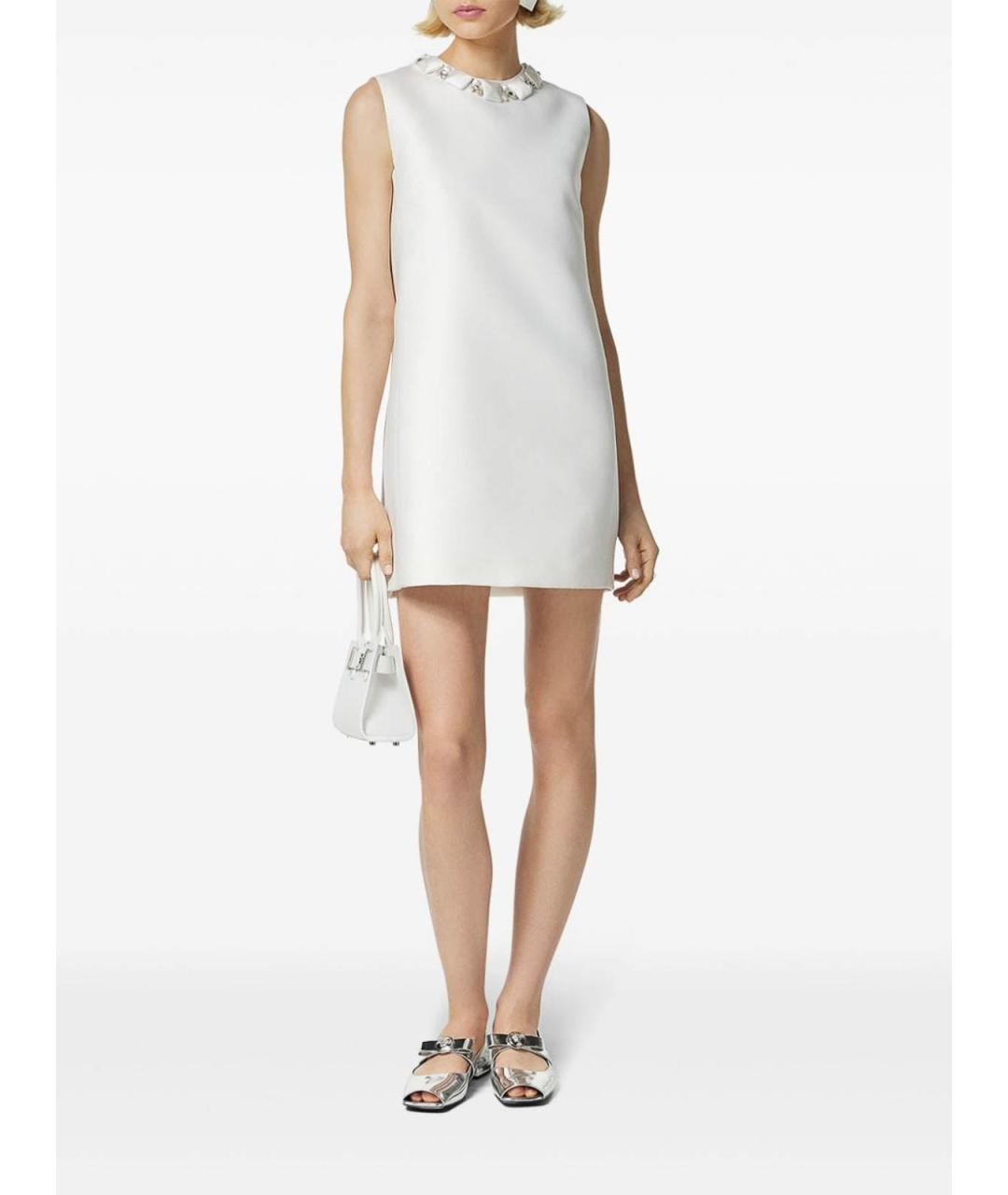 VERSACE Белое шелковое повседневное платье, фото 4