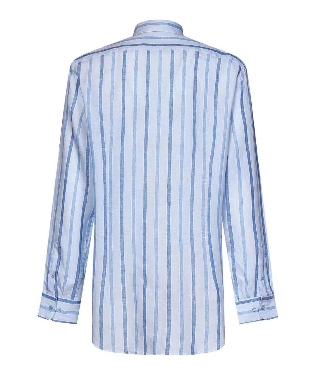 ETRO Голубая льняная классическая рубашка, фото 2