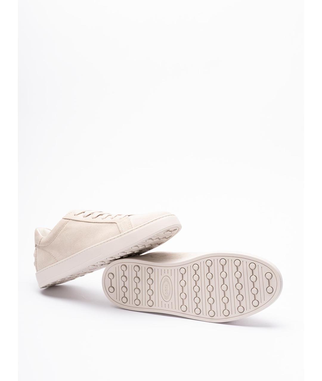 TOD'S Бежевые кожаные низкие кроссовки / кеды, фото 4