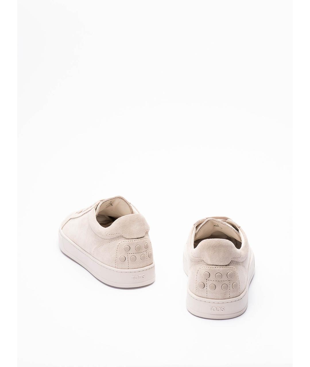 TOD'S Бежевые кожаные низкие кроссовки / кеды, фото 3