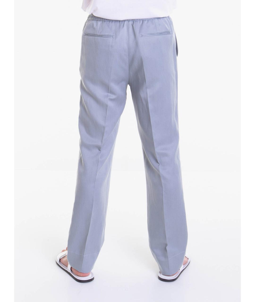 BRIONI Голубые льняные повседневные брюки, фото 4