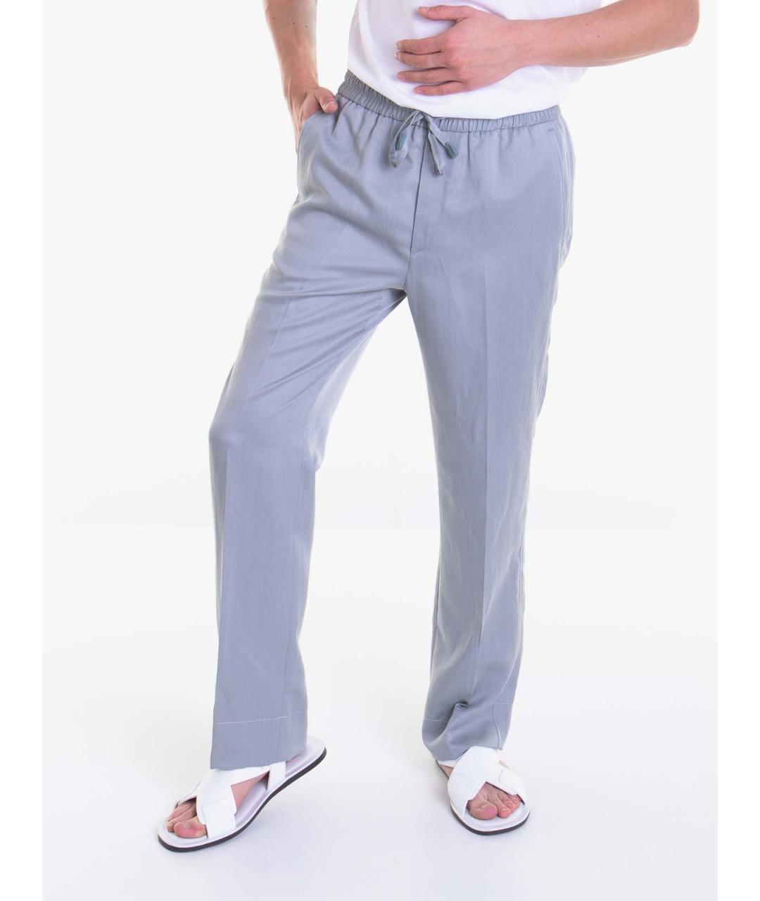BRIONI Голубые льняные повседневные брюки, фото 2