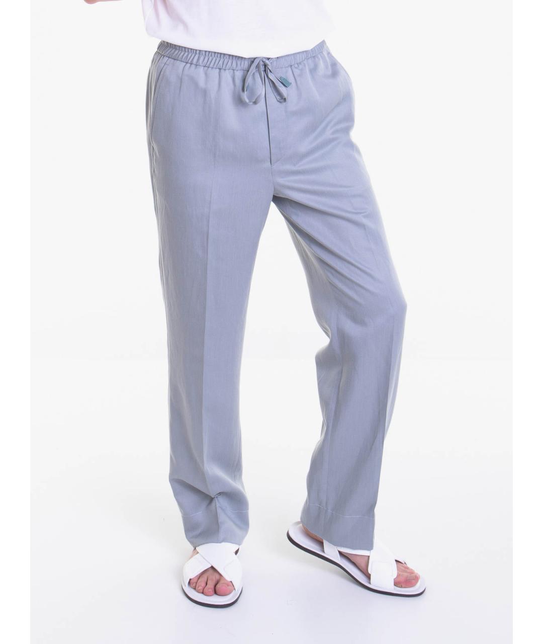 BRIONI Голубые льняные повседневные брюки, фото 3